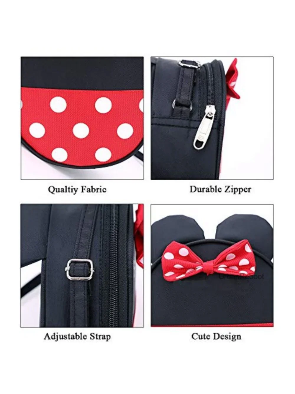 Girls Canvas Crossbody Purse Mouse Ears Adjustable Strap Mini Bag